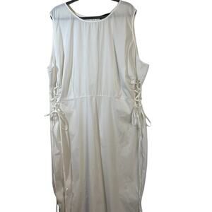 Fashion to Figure Sarita Lace-Up Side Detail Dress Sz 4X White Sleeveless Beach